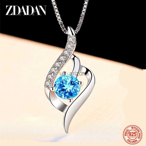 

zdadan 925 silver blue crystal necklace chain for women wedding jewelry l230620
