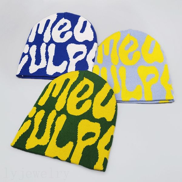 

mea culpas fun day beanie designer bonnet with letters y2k style pink black white gorras fashion accessories knit delicate woman hats vivid, Blue;gray