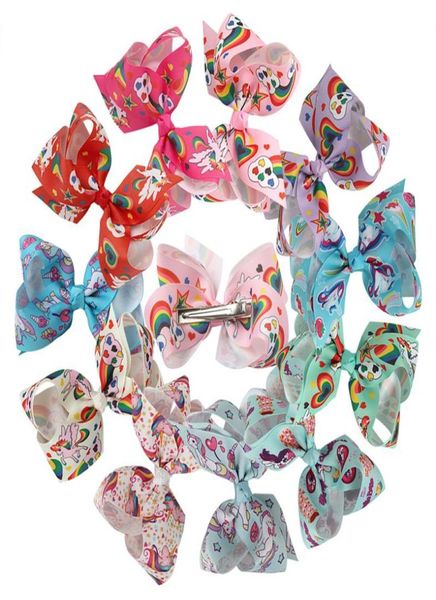 

45 inch children hair bow handmade bowknot color printing bow girls hairpin with clips headdress kids hair accessoires4796355, Slivery;white