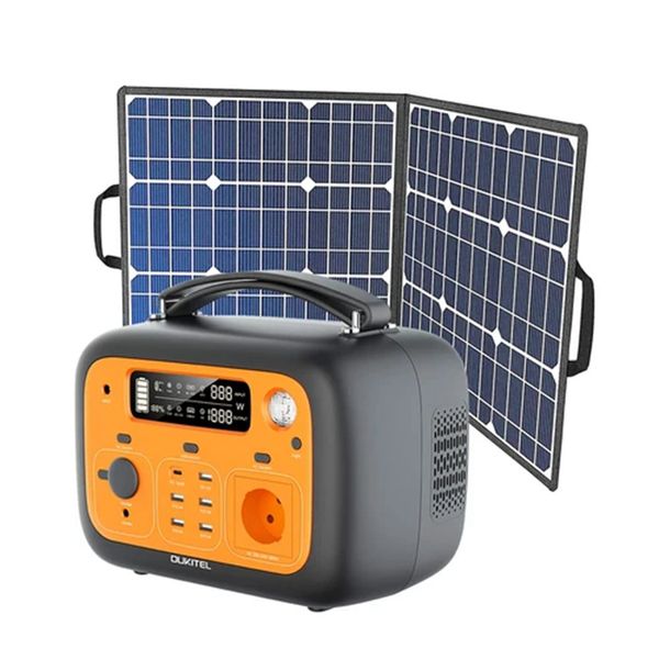 

oukitel p501 500w 505wh portable power station + flashfish sp 18v/100w foldable solar panel outdoor solar generator kit