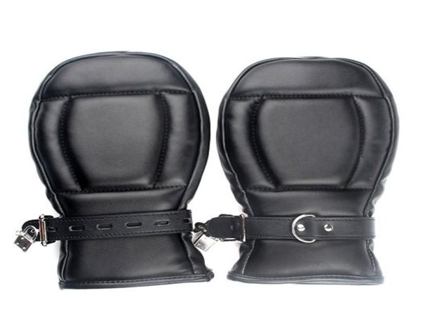 

soft t200410 pu mittspuppy leather padded for mitts mitten bondage hand restraints with lock toys bondage couple black nveft5021493