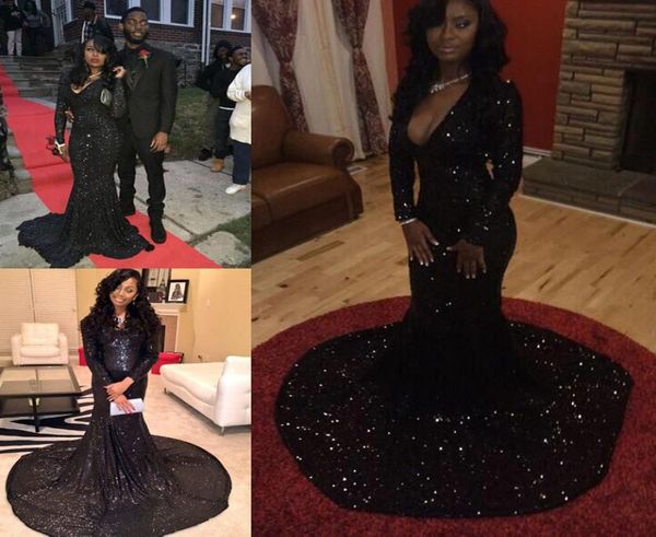 

2019 new black sequined prom dress long sleeves special occasion dress formal evening party dress2994482