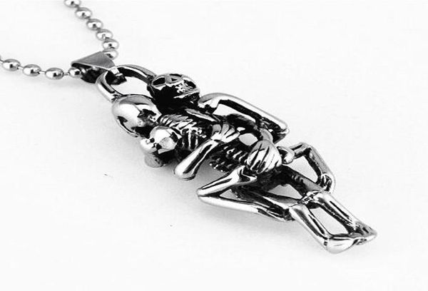 

punk skull hug pendants necklace men boys jewelry stainless steel necklaces fashion cool silver color chain gifts8503748