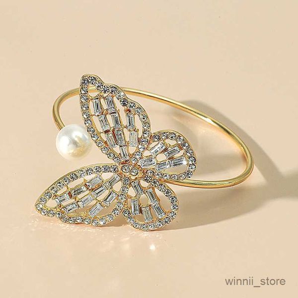 

charm bracelets luxury fashion shining open adjustable bracelet for women pearl bangle for women jewelry gift r230701, Golden;silver