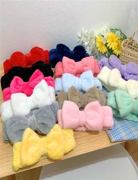 

women coral fleece bow hairband solid color wash face makeup soft headbands fashion girls turban head wraps hair accessories wq6568317523, Slivery;white