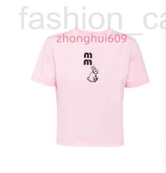 

women's t-shirt designer cotton-blend tee rabbit embroidery shorts designer yoga suit o neck sleeve sports lady solid elastic femme vin, White
