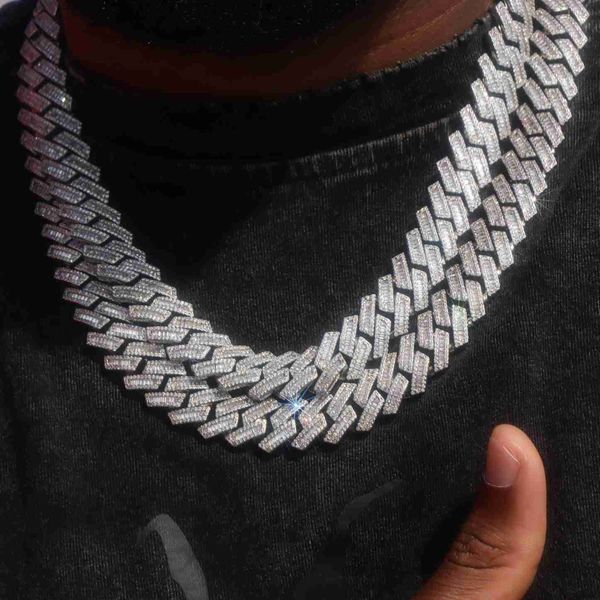 

925 sterling silver jewelry iced out custom cuban chain link hip hop necklaces pass diamond vvs moissanite pendant men necklace