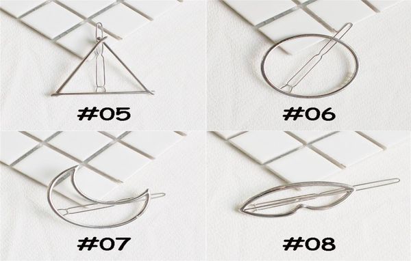 

fashion alloy hair clips for woman 8 style girls geometric metal hairpin moon triangle circle hairgrip barrettes hair accessories 4103949, Slivery;white
