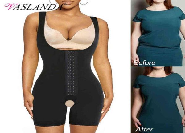 

women shapewear tummy control bodysuit fajas colombianas full body shaper slimming underwear mid thigh slimmer waist cincher9828786