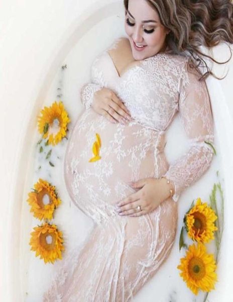 

maternity pography props pregnancy clothes lace maternity gown dress fancy shooting po summer pregnant dress sxl dresses y03552137, White