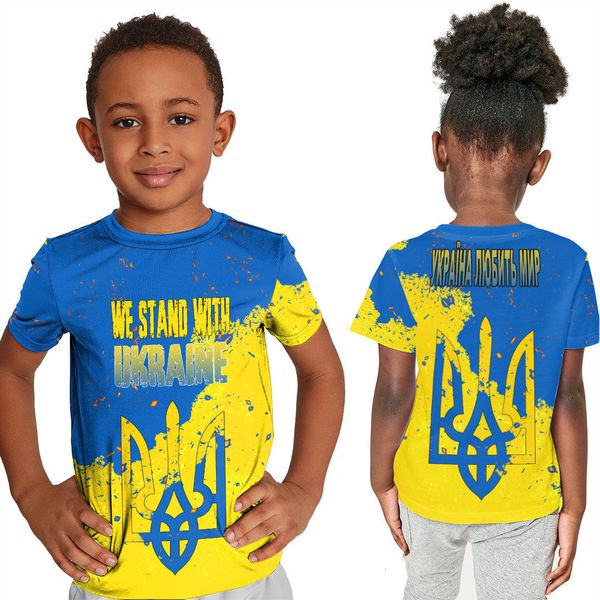 

clothing sets americanspower tshirt we stand with ukraine 3d printed tshirt boygirl funny short sleeve tshirts kids 230630, White