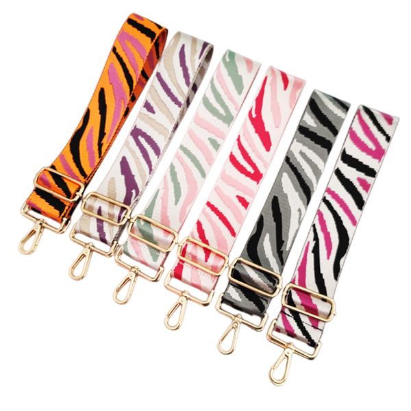 

zebra pattern bag strap adjustable belt for bags replacement bag strap for crossbody embroidered wide belt chain strap, Black