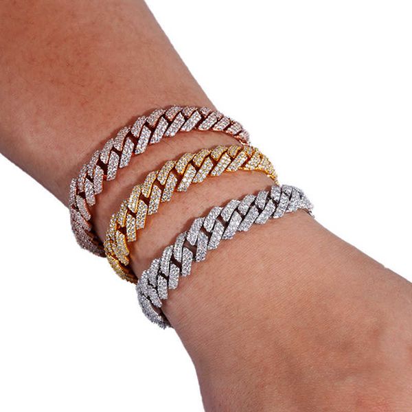 

custom length hip hop link jewelry s925 sterling silver cuban chain moissanite cuban bracelet, Golden;silver