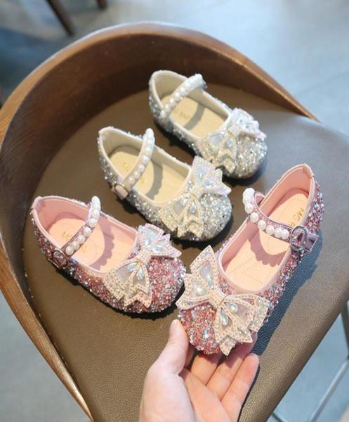 

new children leather shoes rhinestone bow princess girls party dance shoes baby student flats kids performance shoes2146257, Black;grey
