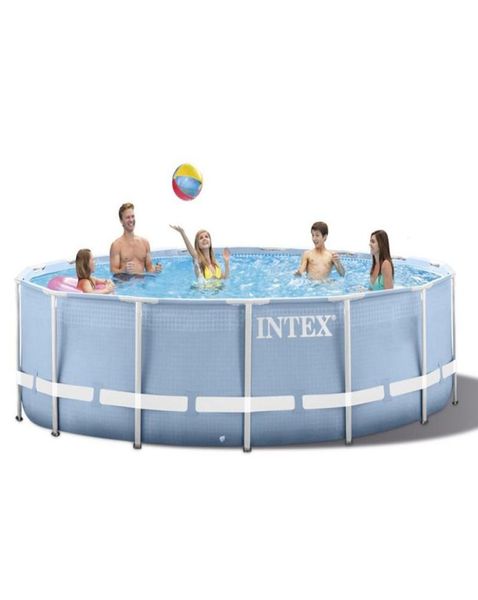 

intex 30576 cm round frame above ground pool set 2020 model pond family swimming pool filter pump metal frame structure9622125