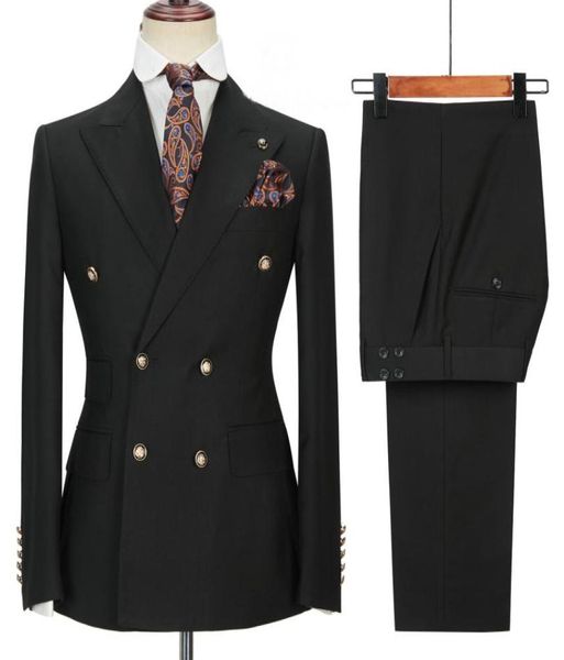 

2021 tailored made black wedding tuxedos mens suits double breasted groom man formal business blazer 2 pcs jacketpants9180524, Black;gray
