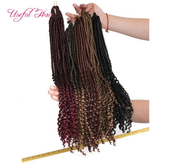 

20inch goddess locs hair half straight half wave braids synthetic hair extension 24strandspcs faux locs crochet braiding hair9611828, Black