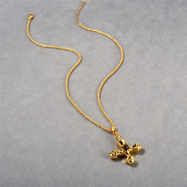

europe and the united states retro fashion light luxury tiger eye stone cross pendant collarbone chain niche ins new gold necklace women, Silver