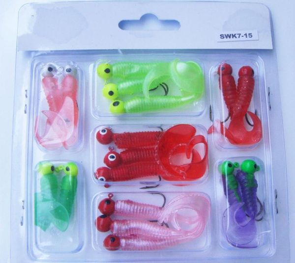 

17pcs mix size jig head with maggot grub worm lure lead head hook4619557