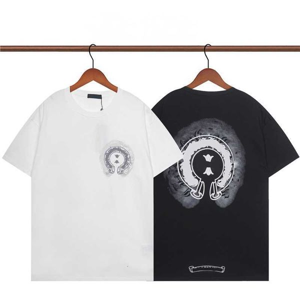 

classics mens t shirts heart brand crew neck chromes short sleeves tees ch t-shirts sweater casual horseshoe sanskrit cross print dhbw, White;black