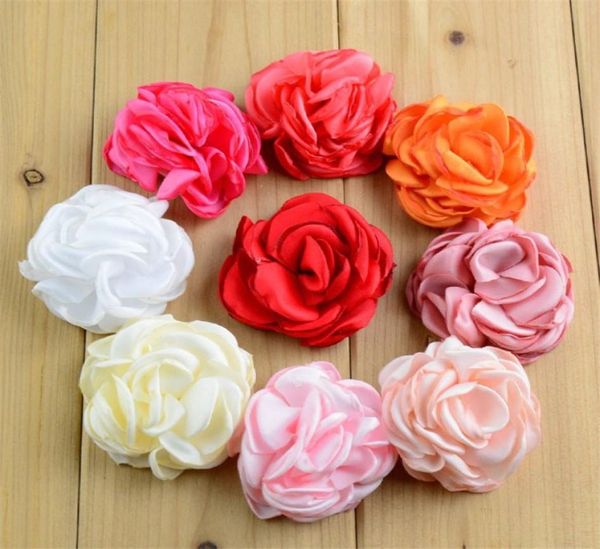 

50pcslot 24 color u pick 2 inch layered burned satin rose fabric flower hair accessories diy crafting supplies mh932582096, Slivery;white