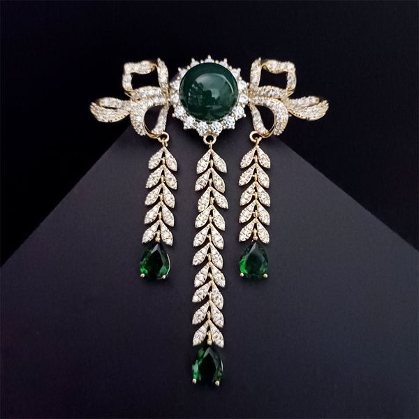 

pins brooches luxury inlaid zircon tassel brooch temperament pin style elegant dress corsage anti-light broochpin for women accessories 2306, Gray