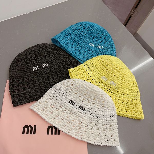 

luxury designer bucket hat summer straw hat fashion hat handmade with letters suitable for summer beach travel beautiful very good, Blue;gray