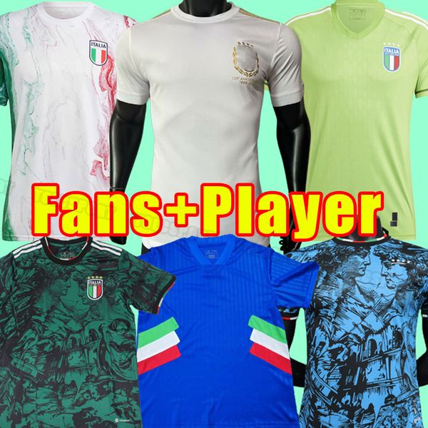 

2023 italy soccer jerseys fans player version maglie da calcio totti verratti chiesa italia 23 24 men football shirts t lorenzo goalkeeper t, Black;yellow