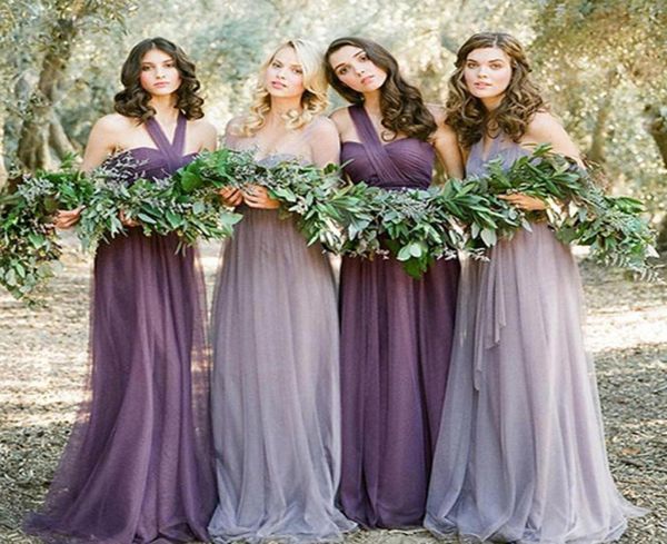 

summer tulle convertible bridesmaid dresses lace up 2019 purple lavender long wedding guest dress maid of honor gowns2694909, White;pink