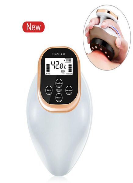 

portable slim equipment electric guasha scraping cupping massage lcd display body massager vacuum cans suction cup ir heating fat 9933265