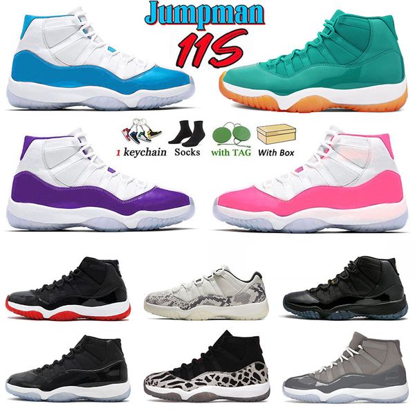 

with box 11 basketball shoes jumpman 11s men women cherry green orang purple jade blue cool grey 25th anniversary space jam mens womens 11s