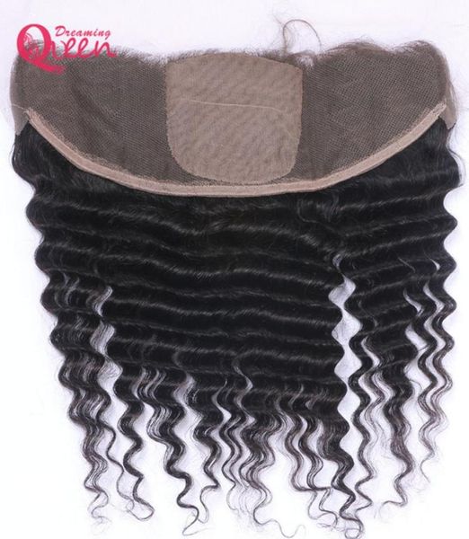 

brazilian deep wave silk base lace frontal closure virgin human hair with baby hair 13x4 ear to ear lace closure preplucked l4192662, Black