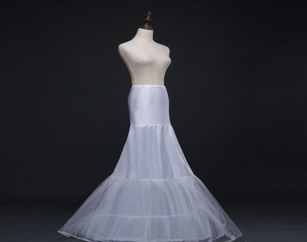 

women 2 layers fishtail petticoat crinoline with tulle netting aline floor length underskirt half slip for bridal wedding dress4017170, White