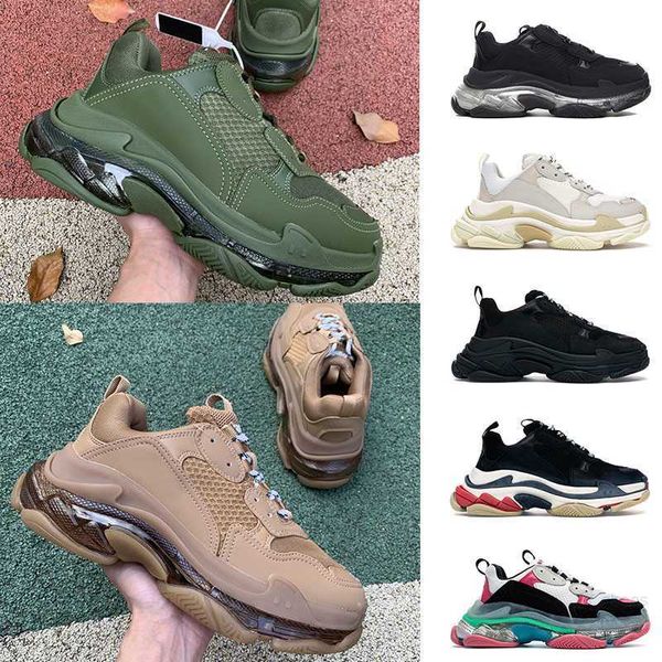 

triple s casual shoes designer men women platform sneakers black white beige dark grey orange green khaki rust pink bred silver mens trainer