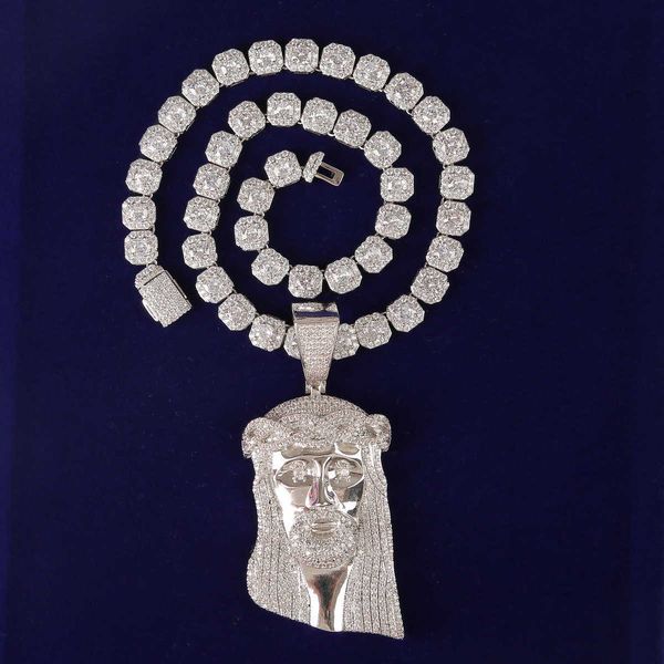 

pendant necklaces no chian religious jesus head men's hip hop white gold plated jewelry 230621, Silver