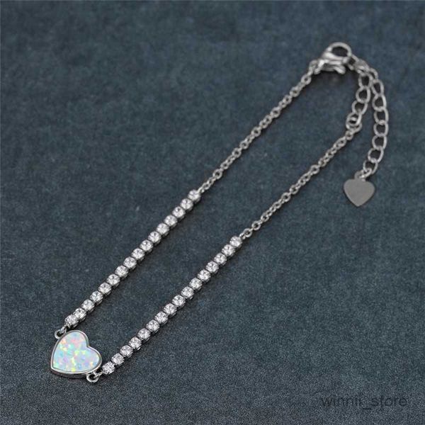 

charm bracelets cute female round stone bracelet white blue opal heart bracelet gold silver color chain bracelets for women r230701, Golden;silver