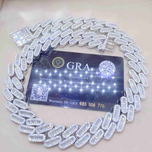 

fashion jewelry iced out sterling silver necklace chains vvs moissanite cuban link chain