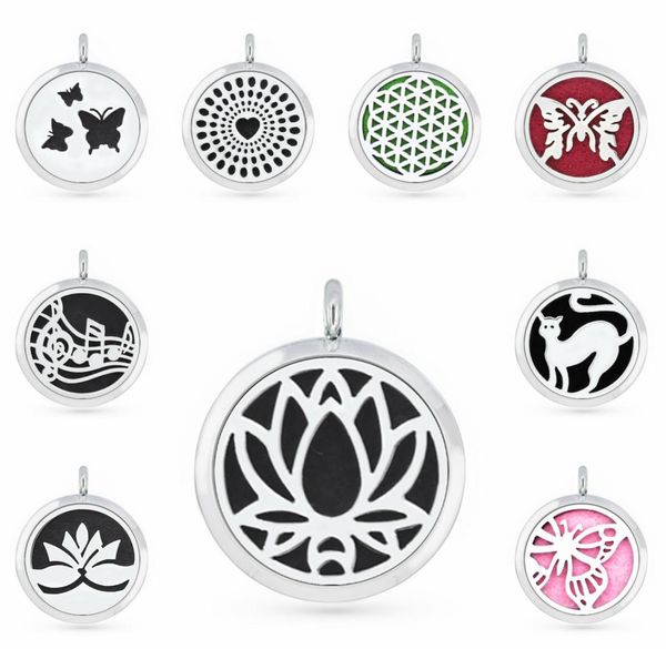 

lotus flower butterfly 30mm magnet essential oil aromatherapy perfume pendant diffuser locket pendant fit for necklace women jewel1984221, Silver