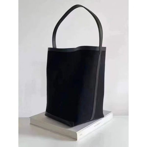 

bag leather the*row tote bag tote fashion cotton hemp patchwork cowhide canvas bag shoulder bag bucket bag women