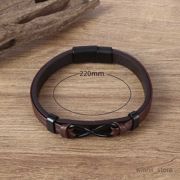 

charm bracelets classic black leather bracelet for men magnetic buckle bracelet fashion party jewelry birthday gift r230701, Golden;silver