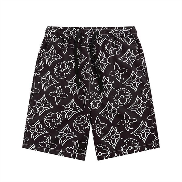 

5# summer mens shorts designers casual sports knee length fashion quick drying men beach pants black and white letter print short asian size, White;black