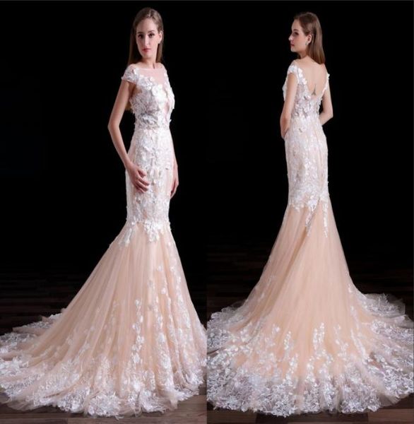 

elegant girls dresses o neck with appliques open back mermaid tulle long party formal evening dresses for women prom dresses gowns1098936, Black;red