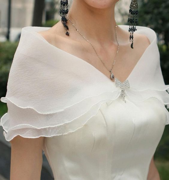 

new style 2019 bridal shawl three layer bridal wrapsjacket custom made women wedding accessories9174430, White