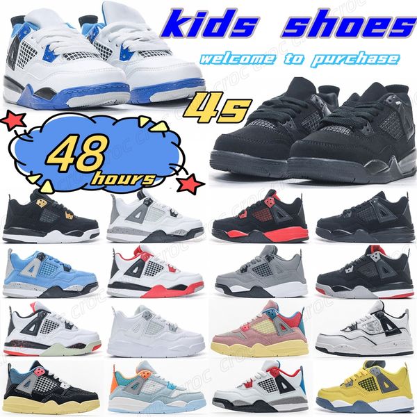 

4s boys kids shoes jumpman fire red pure money military black basketball toddler trainers children black cat size 28-35