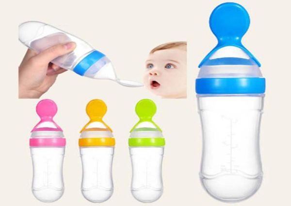 

90 ml extruded feeding bottle with lid children039s cereal puree bottle food grade silica gel pp material 5 color6493385