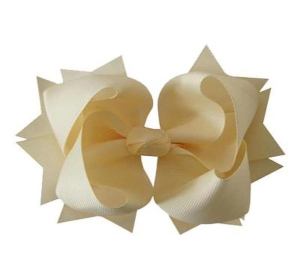 

6quot large solid grosgrain ribbon layer spike hair bow clip 30pcs1708517, Slivery;white