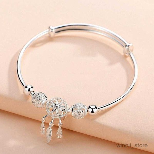 

charm bracelets alloy silver bracelet ladies cold wind leaves tassel turn beads jewelry r230701, Golden;silver