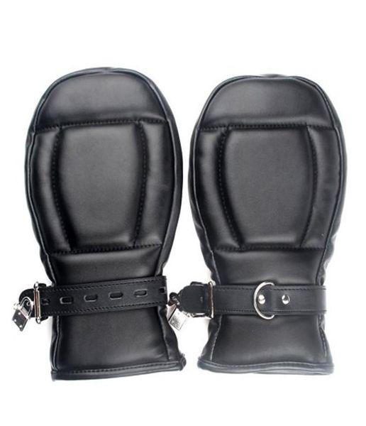 

soft t200410 pu mittspuppy leather padded for mitts mitten bondage hand restraints with lock toys bondage couple black nveft5085499