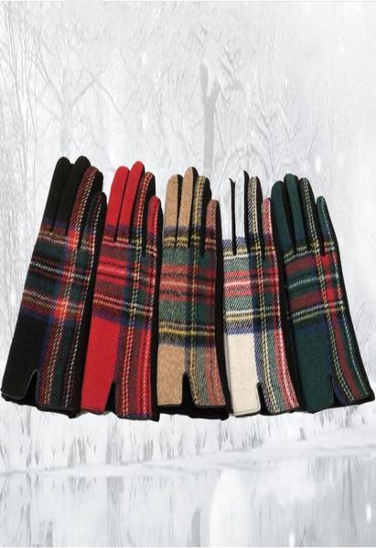 

plaid gloves women039s cycling winter mittens wool fashion gloves autumn check warmer outdoor drive warm mittens grid gloves ac7393986, White