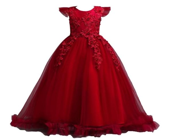 

summer wedding dress 2019 vestidos kids dresses for girls clothes embroidered princess dress 3 4 5 6 7 8 9 10 11 12 13 14 years 095621895, Red;yellow